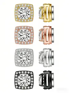 4 Pairs Magnetic Earrings for Men - Stainless Steel Clip on Earring Set Fake Earring Non-piercing CZ Hypoallergenic Magnet Earring for Women Men