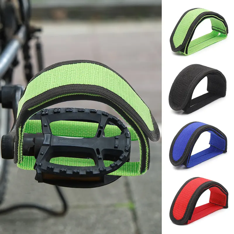 Bicycle Pedal Toe Straps, Adjustable Nylon Bike Foot Retainer Belts with Hook & Loop, Anti Slip Cycling Pedal Foot Cages Strap, Durable Pedal Restraint Bands for Mountain Bike, Road Bike, Folding Bicycle Daily Riding