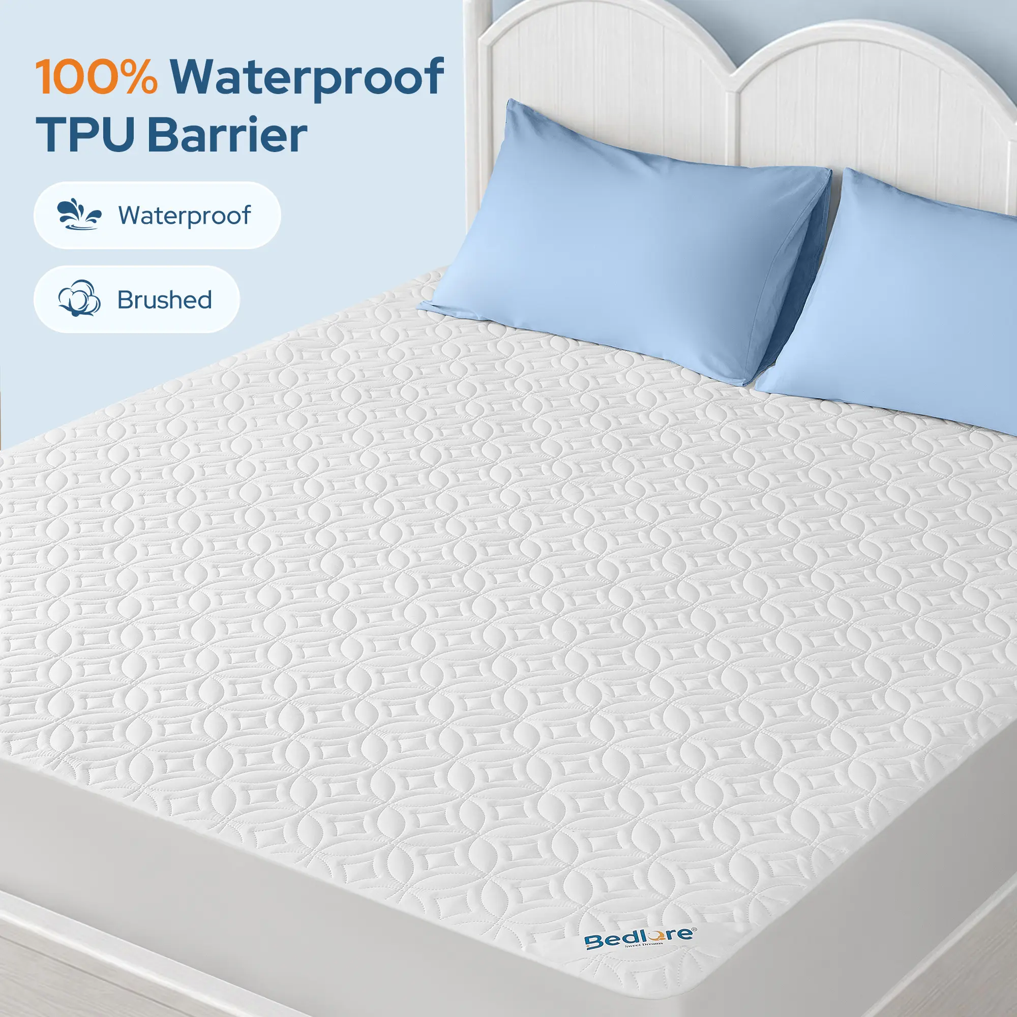 【BEDLORE】 Microfiber Bed Sheets Set - Luxurious Big Copper Coins Design, 18" Deep Pocket Waterproof Sweatproof Stain Resistant Super Soft Fitted Sheet, Hotel-Grade Diamond Stitch Bedding, Breathable Noiseless Wrinkle-Resistant (California King, Twin XL),