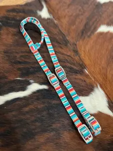 Teal Serape Nylon One Ear Headstall Teal Serape Nylon One Ear Headstall