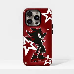 Shadow the Hedgehog Phone Case for iPhone X 11 12 13 14 15 16 17 Plus Pro Max, Anime Inspired Sleek Silhouette Red Star Pattern TPU Soft Shockproof Protective Cover, Gaming Character Stylish Durable Phone Shell