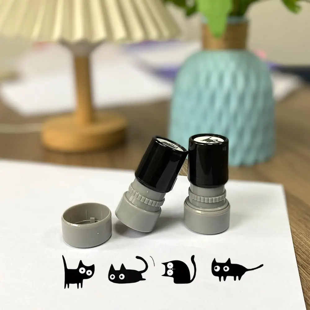Cat Pattern Custom Stamp, Cute Animal Design Stamp, Teacher Reward Stamp, Office Stationery & Supplies for Home School Office, Art Stickers, Round Lab