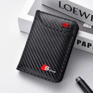 Carbon Fibre Wallet Car Driver License Case Credit Card Holder For Audi RS5 RS6 Airoad Q7 Q3 Q5 R8 TT S5 S6 RS Sline Quattro A4 A5