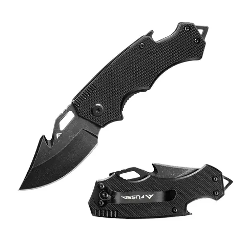 #toolupgrade FLISSA Mini Folding Pocket Knife, 2.5-Inch Stainless Steel Drop Point Blade, EDC Pocket Knives for Men with Bottle Opener and Glass Breaker