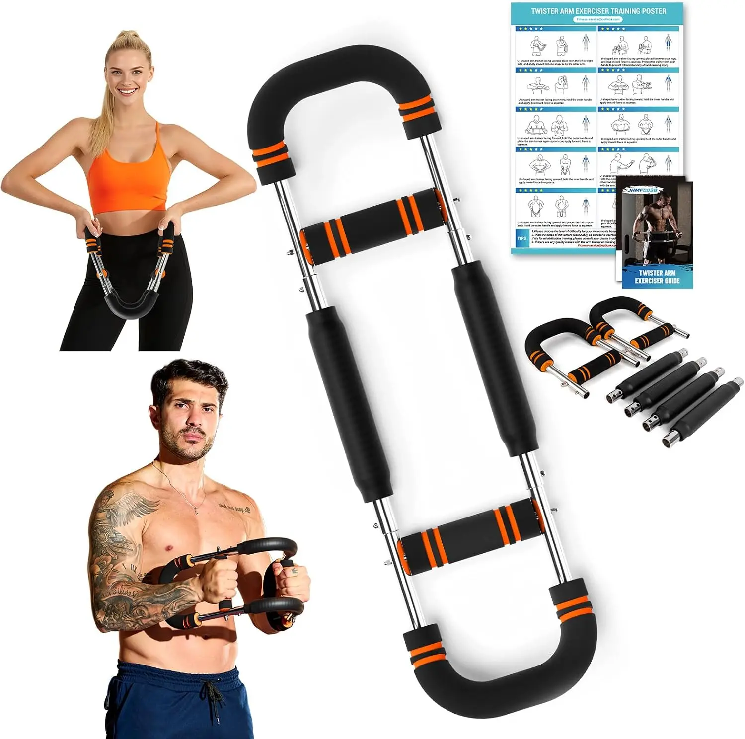 Detachable Twister Arm Exerciser 30-120LB Adjustable Power Twister Bar, Chest Forearm Shoulder Strength Training Equipment, Portable Home Gym Workout Tool for Men Women Beginners ，chestpressmachines，Arm Trainer