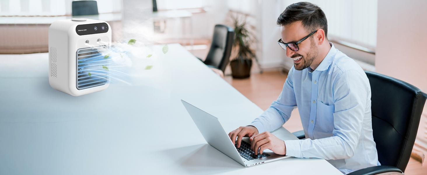 Portable Air Conditioners, 3-In-1 Cooling Fan with 2-Speed Mist Fan, mini Air Cooler for Traveling, Office, Living Room, Bedroom