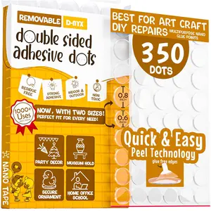 Removable No Trace Clear Double Sided Adhesive Dots Sticky Tac for Balloon Tassels Picture Hanging Multiple Pack Options (350 Sticky Dots)