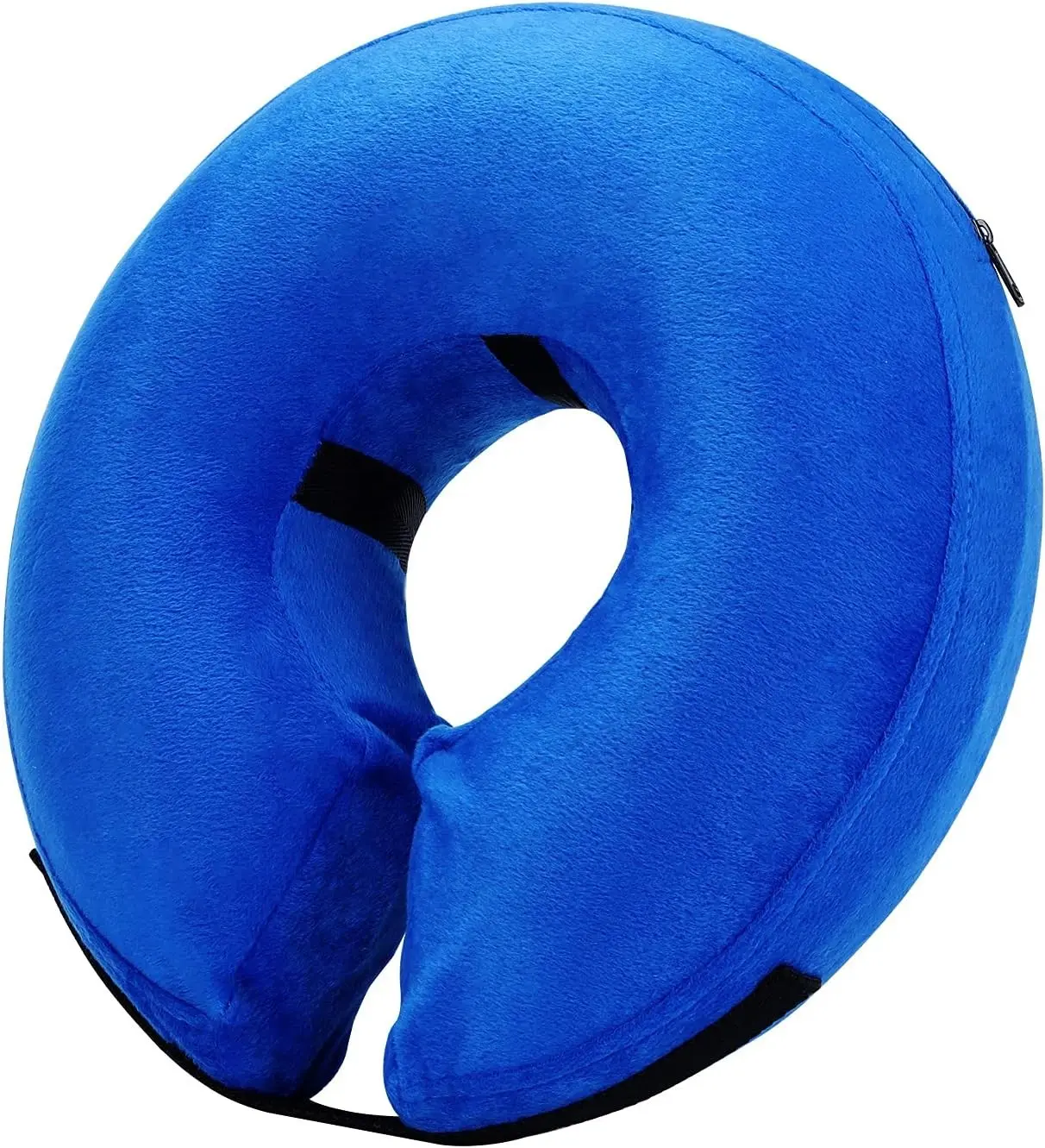 Adjustable Soft Fabric Donut-Shape Inflatable Dog Cone Collar - Post-Surgery Recovery E-Collar for Small to Large Dogs, Cats