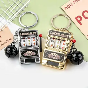 Upgrade Mini Fruit Slot Machine Keychain with Lucky Slot Design and Bell Charm for Creative Festival, Birthday Cake Decor, Theme Party Decororations
