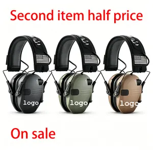 (W logo)Head Mounted Tactical Noise Reduction Pickup Hearing Protection Earmuffs for Competition HuntingWork Sports Special Electronic Noise Reduction Earphones Adiustable Head mounted Headphones