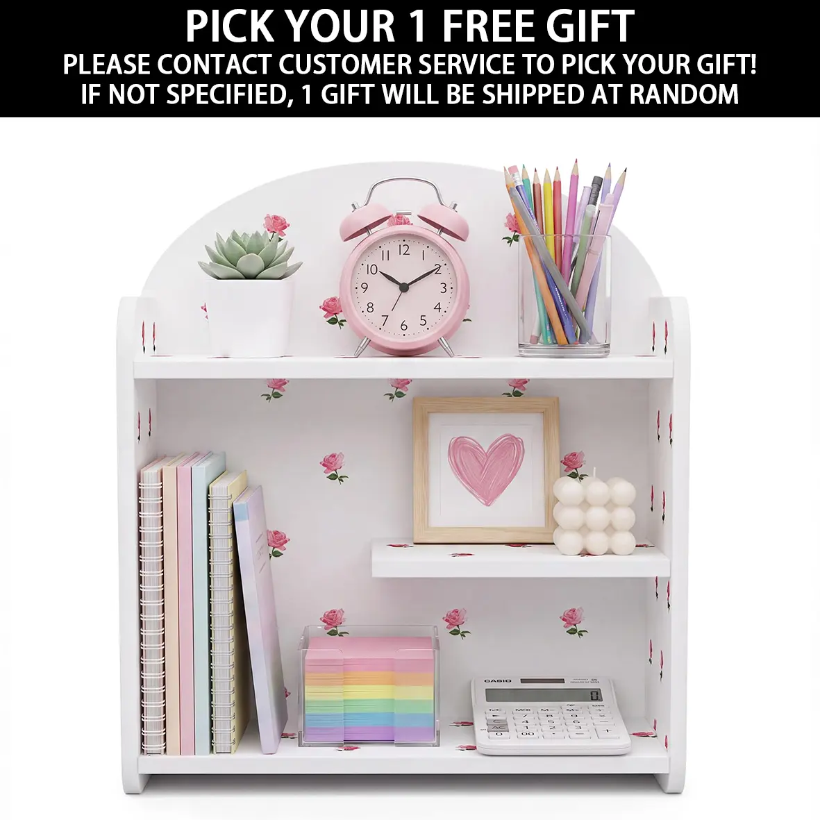 Cute Desk Organizer, Back To School Accessories White Desktop Shelf for Kid | 3-Tier Wooden Desktop Shelf, Desk Organizers for Study Room Bedroom Living Room, Cute Bohemian GIfts for Girls