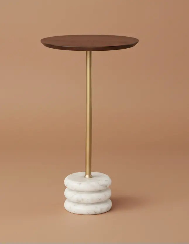 Pre Order Metal & Mango Wood Martini Table w/ Marble Base