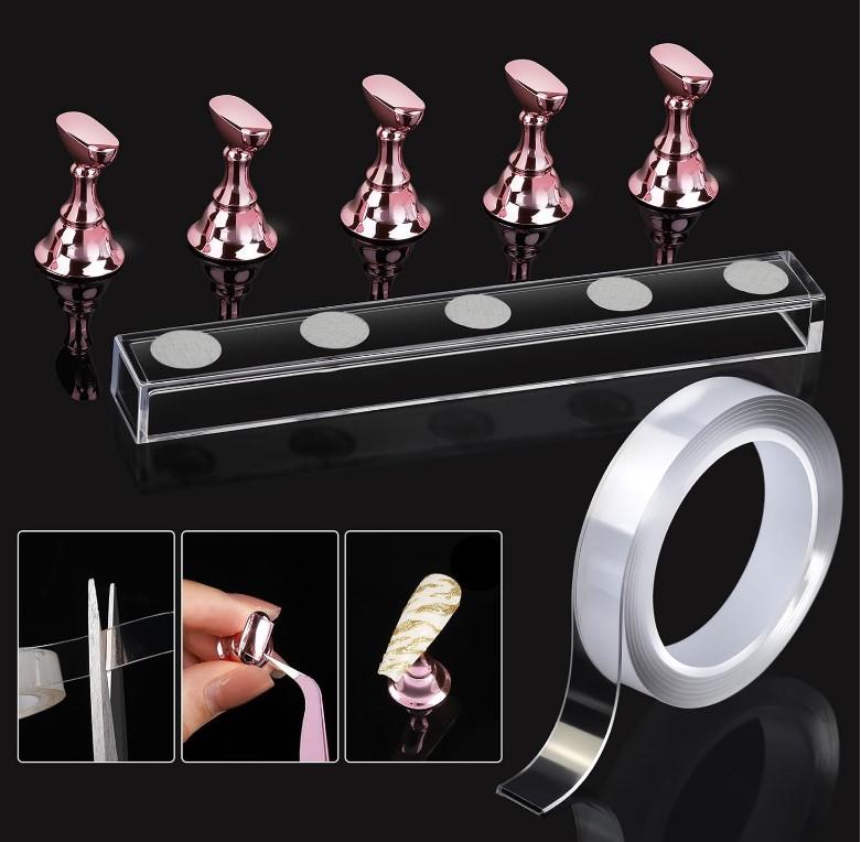 Teenitor Square Nail Tips with Nail Charms Nail Art Brushes, 240pcs XXL Fake Nails with Nail Stand for Extensions, Clear Acrylic Nail Tips Gel Nails Long Full Coverage