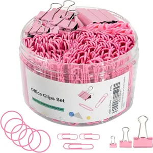 Binder Clips Paper Clips,380 PCS Assorted Sizes Paperclips Paper Clamps Rubber Bands for Files, Papers,  Supplies ()