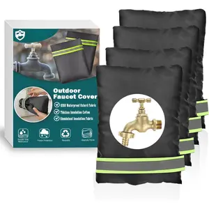 Thicken Outdoor Faucet Covers for Winter Freeze Protection, 4 Pack 7" W x 9" H Insulated Faucet Socks with 420D  Oxford