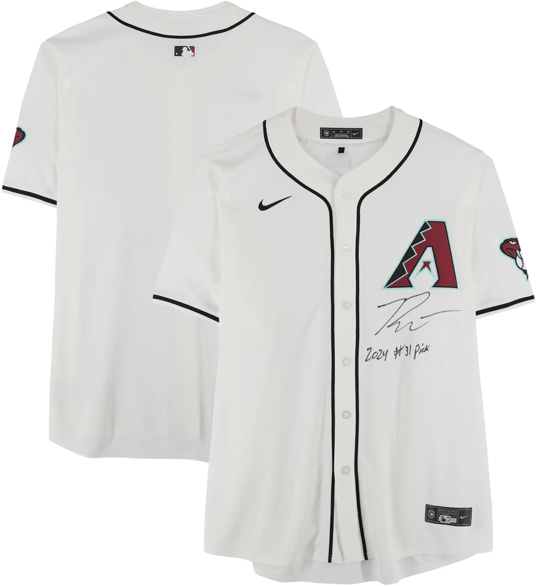 Ryan Waldschmidt Arizona Diamondbacks Autographed White Nike Replica Jersey with "2024 31st Overall Pick" Inscription - Fanatics Authentic Certified - MLB Memorabilia