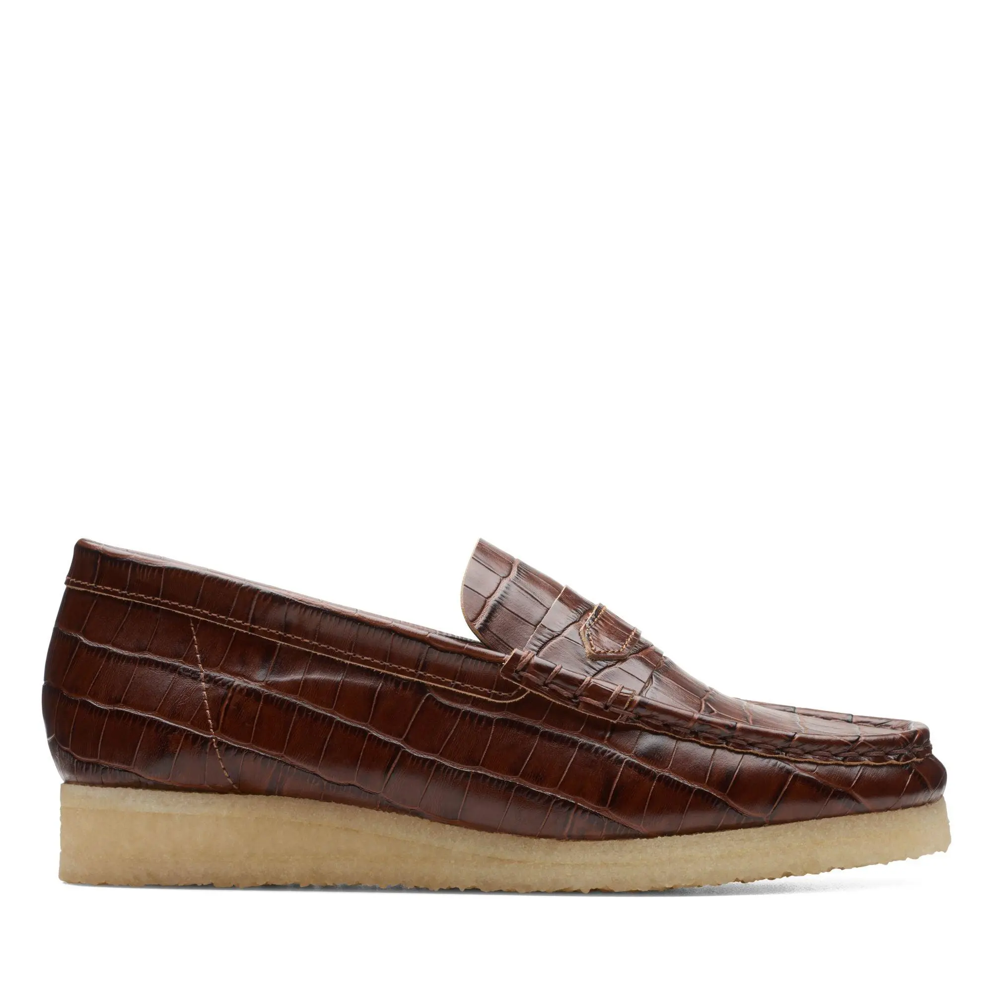 [26174017] WOMENS CLARKS WALLABEELOAFER BROWN CROC