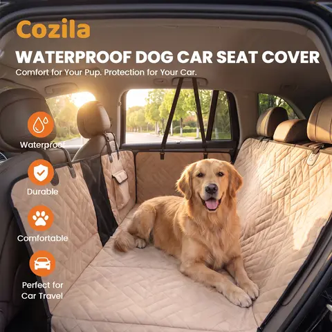 【familyfun】Cozila Waterproof Fabric Car Seat Cover for Dogs, Full Coverage Back Seat Protector for Large Dogs, Foldable Easy-to-Clean Spill-Block Fabric Cover for SUVs & Trucks, Ideal for Daily Drives Pet Lovers familyfun