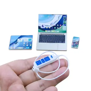 4Pcs 1:6 Scale Titanium Mini Tech Set – Realistic Metal Phone, Tablet, Laptop & Case – Dollhouse Decor & Unique Father’s Day Gift Idea