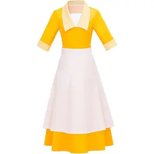 Tiana Dress Princess Costume Yellow Waitress Dress Housemaid for Women