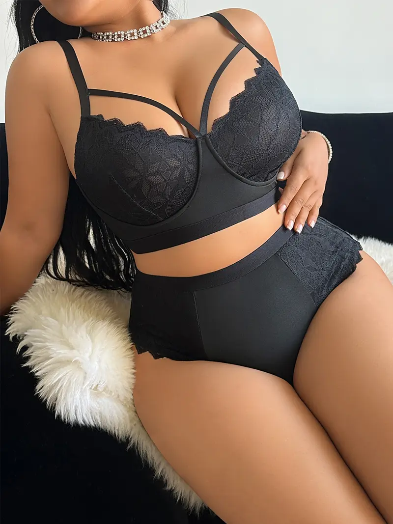 2 Piece Plus Size Women's Elegant Lace Bra and Panties Set, Pajamas with Adjustable Shoulder Straps and Pearl Decorative Details, Comfort Christmas Valentine Festival Bride Gift for Her Underwear Sets - TikTok Shop 2 Piece Plus Size Women's Elegant Lace Bra and Panties Set, Pajamas with Adjustable Shoulder Straps and Pearl Decorative Details, Comfort Christmas Valentine Festival Bride Gift for Her Underwear Sets - TikTok Shop