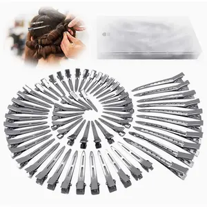 Metal Duck Billed Hair Clips for Women Styling Sectioning, Silver Hair Pins for Long Hair, Alligator Curl Loc Clips for Thick Hair Roller, Salon, Bows DIY