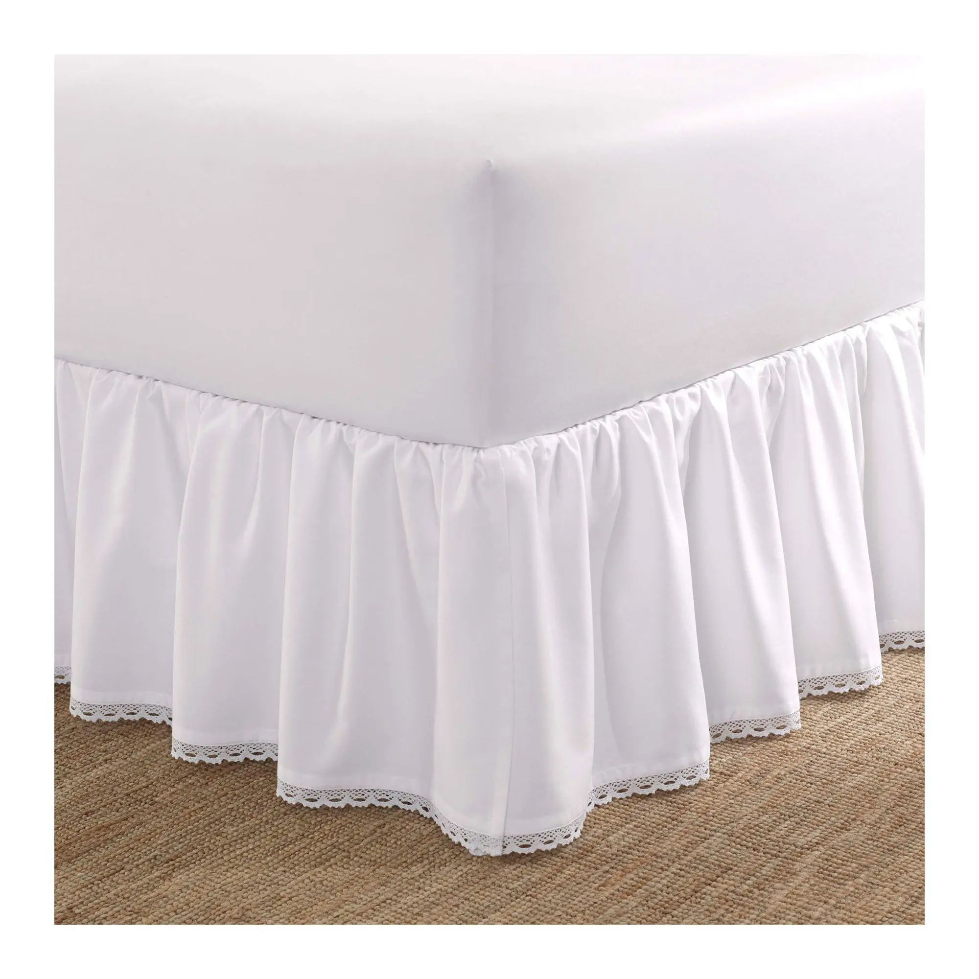 Laura Ashley Crochet White King Ruffled Bedskirt