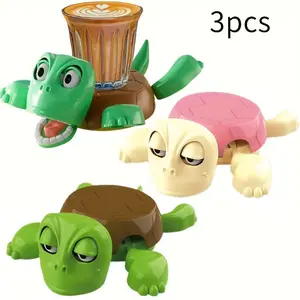 3pcs Fun Surprise Quirky Turtle Coasters, Non-Slip Heat Resistant Table Decor, Colorful Plastic Creative Coasters, Party Gift/home Office Decoration