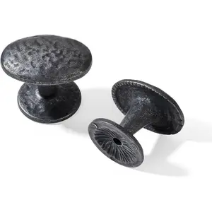 10 Pack Rustic Black Iron Cabinet Knobs /4 inch Cabinet Knobs Backplate Antique Black Hammered  Kitchen Cabinet Handles Hardware for Dresser Drawers