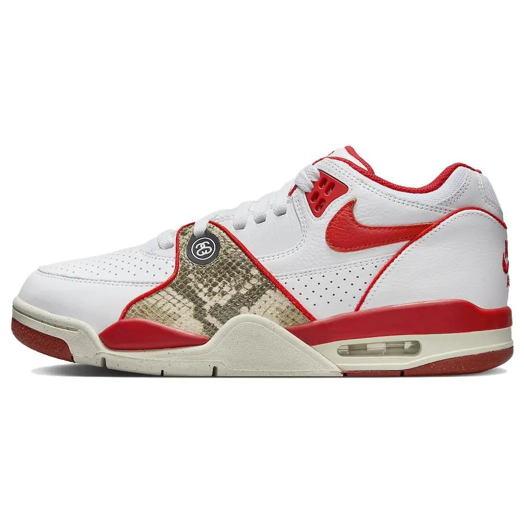 Stussy x Nike Collaborative Leather Air Flight 89 Low SP Edition 'Habanero Red' Sports Sneaker