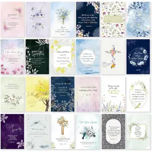 24 Pack Floral Religious Sympathy Cards with Self-adhesive Envelopes, 4"x6" Boxed Blessing Christian Condolences Cards for Loss with Sentiments Inside, 24  Verses, 24 Designs, No Repeats