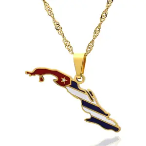 Fashion Jewelry Necklace Stainless Steel Cuba Map Necklace