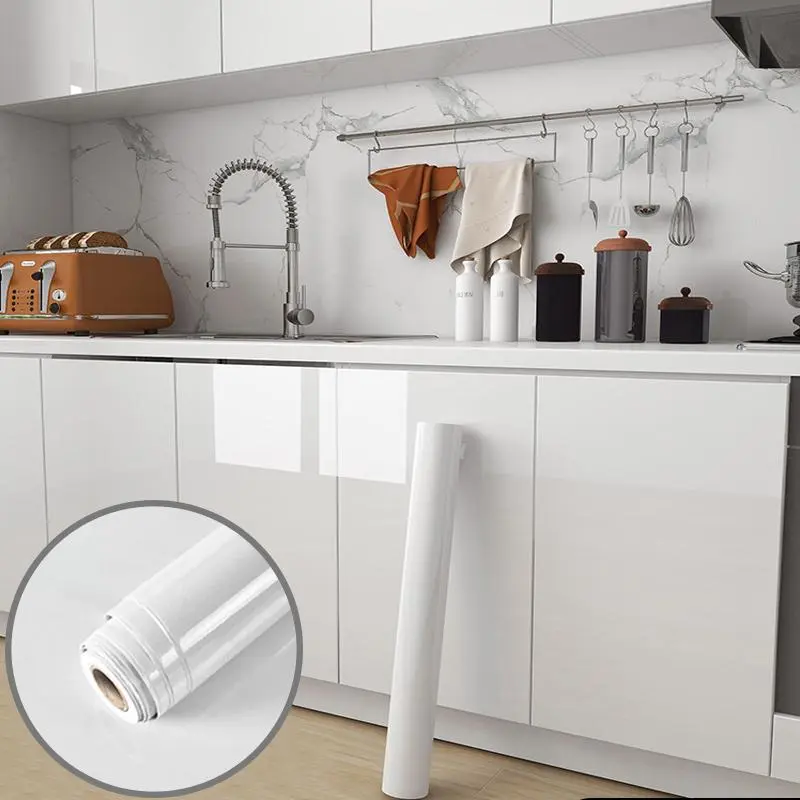 Solid Color Kitchen Cabinet Door Sticker, Waterproof & Oil-proof Self Adhesive Furniture Sticker, Home Decor Sticker for Kitchen Cabinet