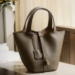 Women's Fashionable Plain Color Leather Bag, Casual Versatile Handbag with Lock Design, Trendy All-match Handbag for Daily Use, Purse, Leather Handbags
