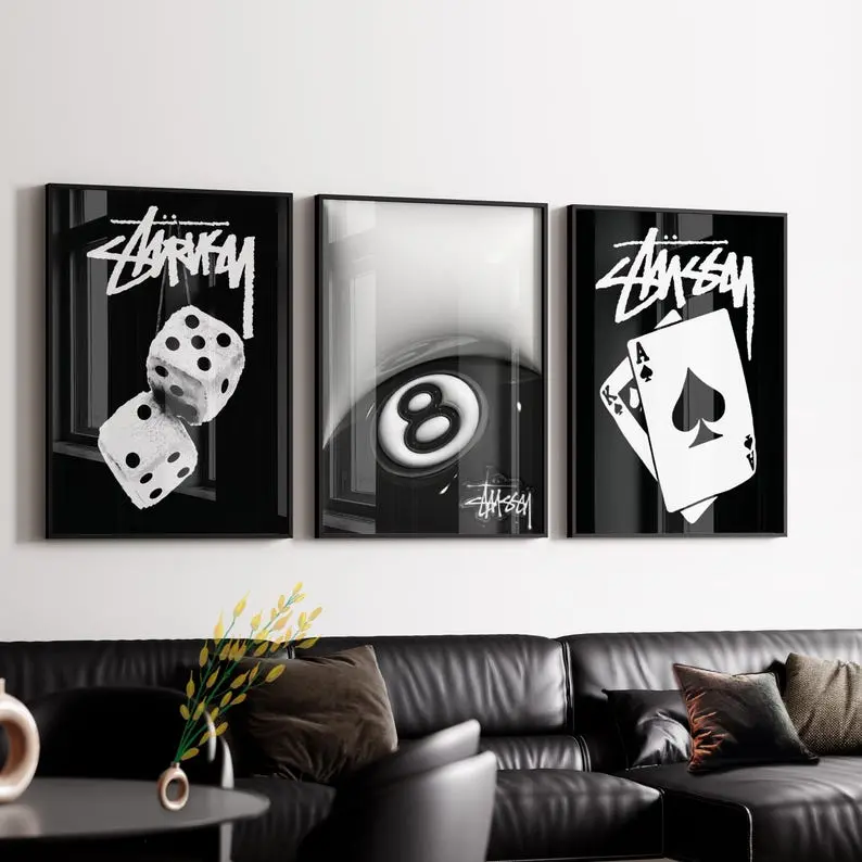 Hyebeast Set Of 3 Room Decor, Hypebast kaws Poster, Cool Wall Art Set, 3D Wall Art, HypeBeast Wall Art, Trendy Wall Art - Poster Print Unframed