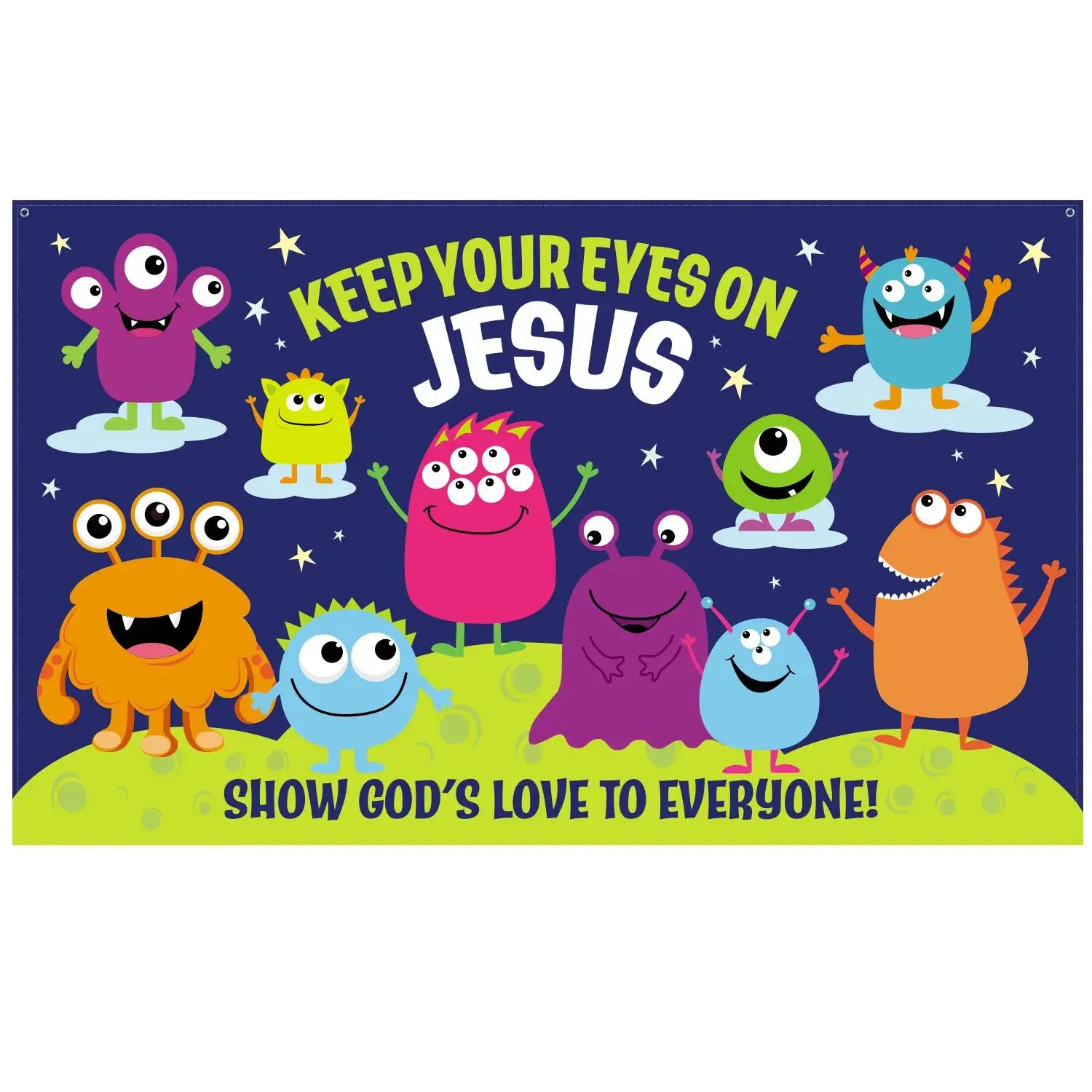 Religious Halloween Monster Polyester Photo Backdrop with Grommet Holes - 5 ft, Fun for Church Parties, Kids' Events
