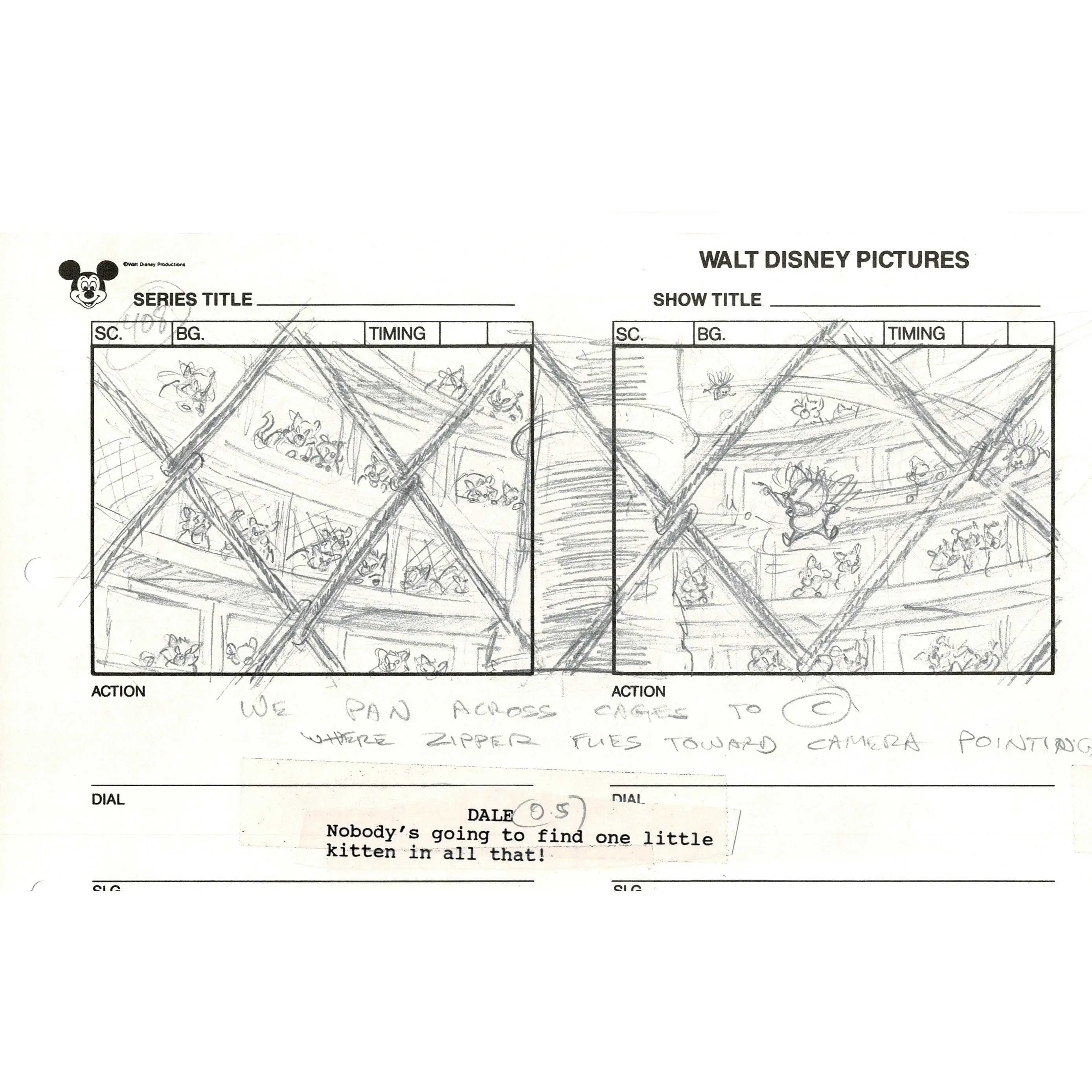 Chip n Dale Rescue Rangers Original Production Animation Storyboard Walt Disney FIRST EPISODE 1988 A88