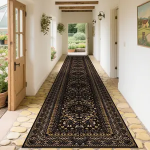 Vintage European Style Long Hallway Rug, Washable Living Room Entry Mat, Durable Bedroom Footstool Decor Pad, Boho Floral Rug, Perfect Christmas Gift, Boho Area Rugs, Boho Runner Rug