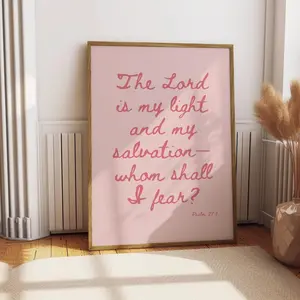 Modern Christian Art | Bible Verse Wall Art | Pink Spiritual Wall Decor | Religious Decor