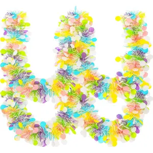 33FT Easter Tinsel Garland Colorful Easter Egg Metallic Twist Tinsel Garland with Confetti Spring  Tinsel Garland Decoartion for Easter Tree Stair Mantle Party Supplies