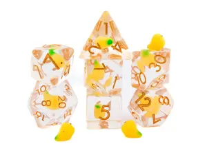 Mango Resin Polyhedral Dice Set, 7-Piece Fruit Dice for DnD RPG Games
