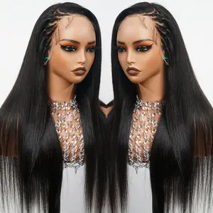 Amanda Hair Long Silk Braided Straight Lace Front Wig Flawless Straight and Braids- Clear Transparent Lace Front/Closure Side Braid Wig #SummerVibes