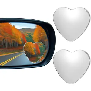 2 Pcs Cars Heart Shaped Blind Spot Mirrors, Car Side Mirror Blindspot Adjustable Wide Angle Convex Reariew Mirror for Enhanced Safety, Universal for Vehicle Truck