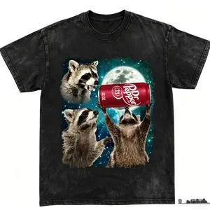 Three Raccoons Dr Pepper Vintage Graphic T Shirt Funny Meme Dank Raccoons Unisex Tee Sweatshirt 100 Percent Cotton Top Streetwear For Men Women Ideal For Daily Wear Hangouts Trendy Gift Apparel