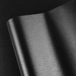 Refrigerator Wrap Peel and Stick Wallpaper Black Metallic Fridge Wrap for Appliances Thick Heat Resistant Stainless Steel Brushed Contact Paper for Microwave Oven 15.7" X 78.7"