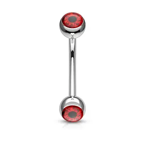 Eyeball Inlaid Curved Barbell Eyebrow Ring - 316L Stainless Steel