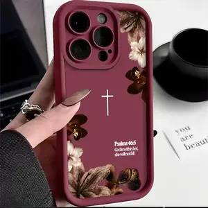 "Psalm 46:5 from the Bible. Jesus' Cross Pattern Design Shockproof Slim Phone Case for iPhone 17 Pro Max 16 16e 15 14 Plus 13 12 Mini 11 Air X XS Durable Soft TPU Cover with 2D Printed Aesthetic Design
