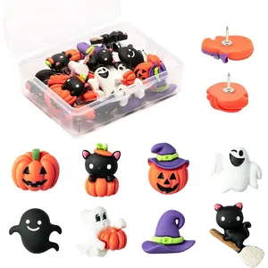 32 count Christmas Themed Push Pins Decorations Funny Pumpkin Ghost Black  Christmas Decorative Pushpin  Thumb Tacks for Cork Board Photo Wall Bulletin Board School Thumbtack Supplies