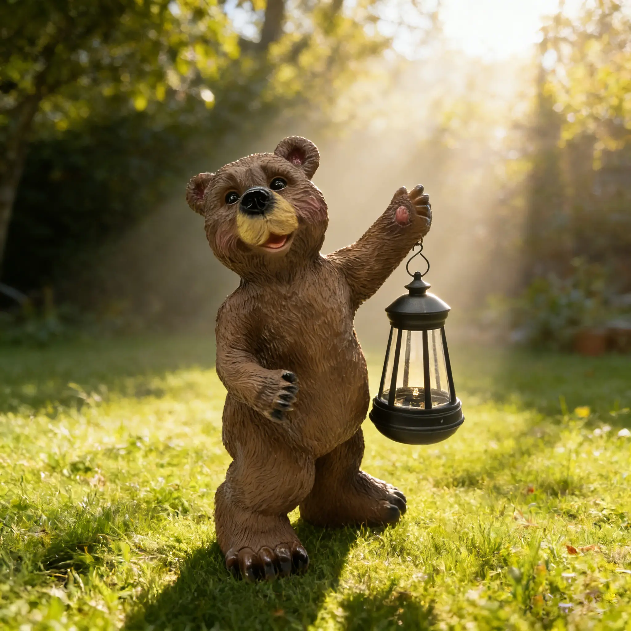 Solar Lantern Garden Statues Decor, 14" Large Outdoor Bear Figurine Lights for Yard Patio Decoration - Unique Christmas Housewarming Gift for Grandma Wowen Mom