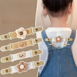 2pcs Cute Flower Sling Back Clip - Elastic Anti-Drop Suspenders Fixing Clip with Adjustable Plastic & Elastic Band, Options for Sling Bags, Crossbody Straps, Shoulder Bags, Strap Adjuster, Playful Accessory, Soft Texture Finish, Clothes Pins